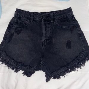 Dark washed high waisted jean shorts